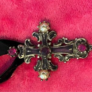 Vintage Christian Lacroix Silver Enamel and Crystal Cross Pen